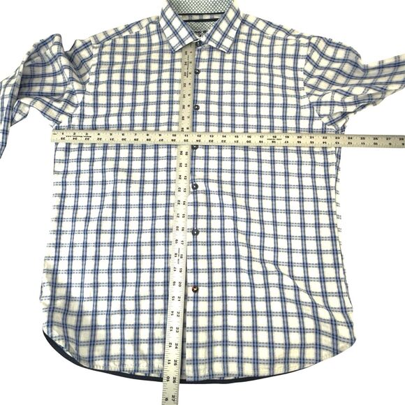 Visconti Black Shirt Mens L Large Blue Geometric Long Sleeve Button Up Flip Cuff - Picture 9 of 9